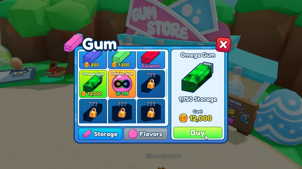 omega gum for outer space island