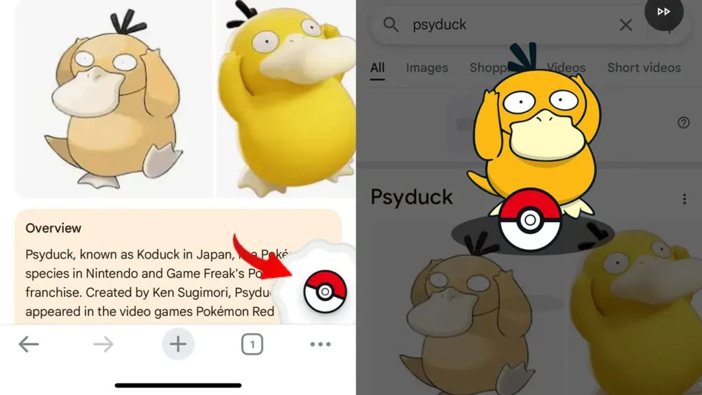 pokeball appearing in google browser game