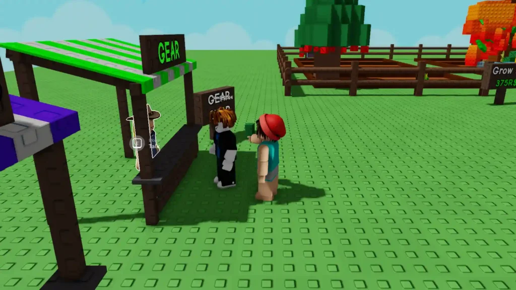 players standing near gear shop