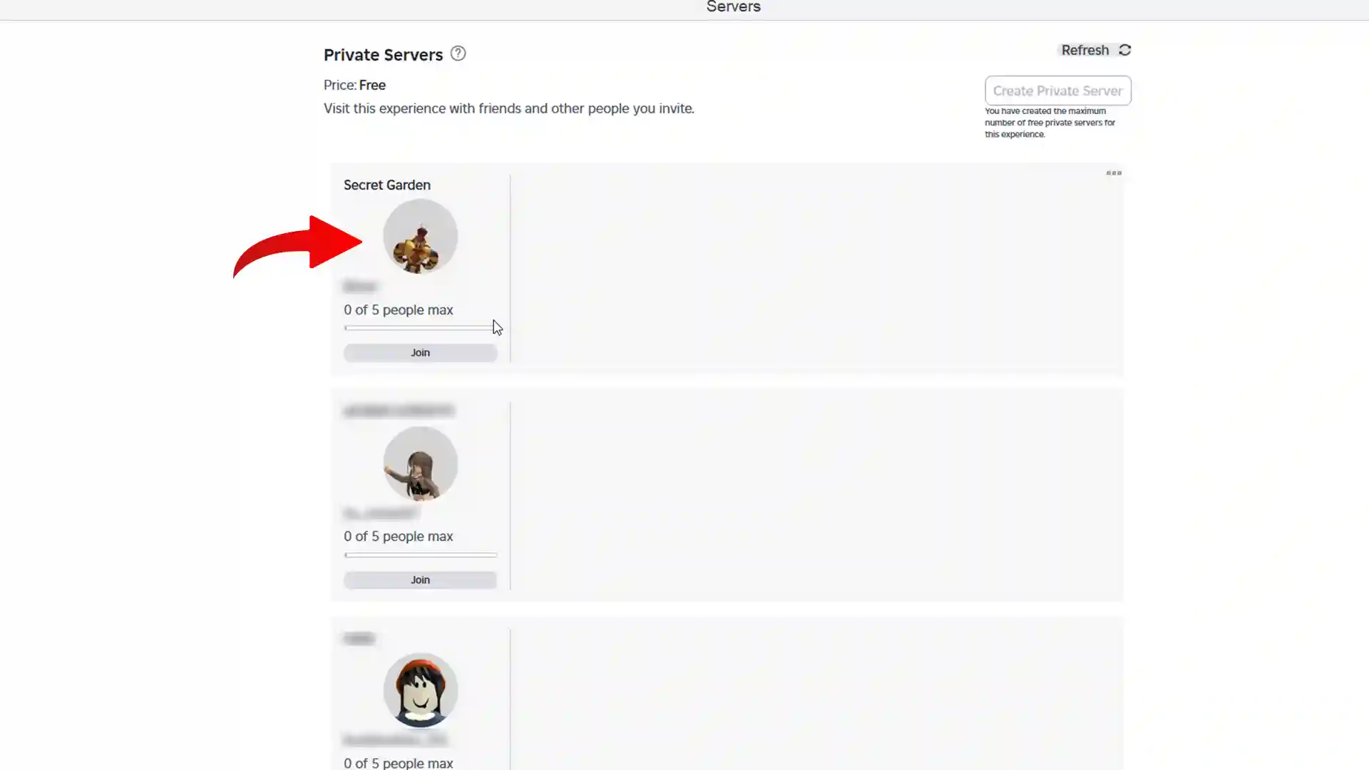 created private server