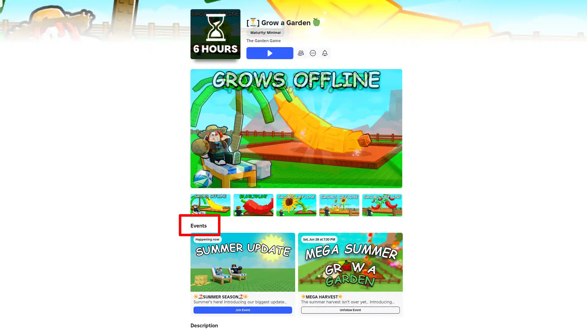 events tab