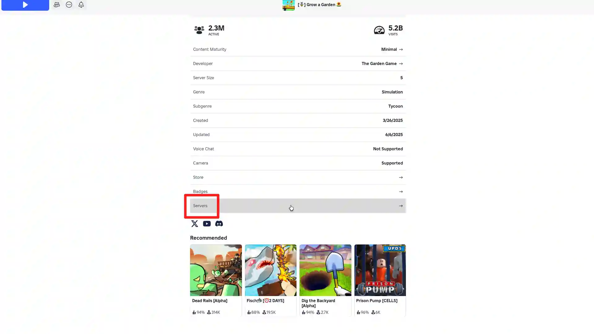 go to the servers tab
