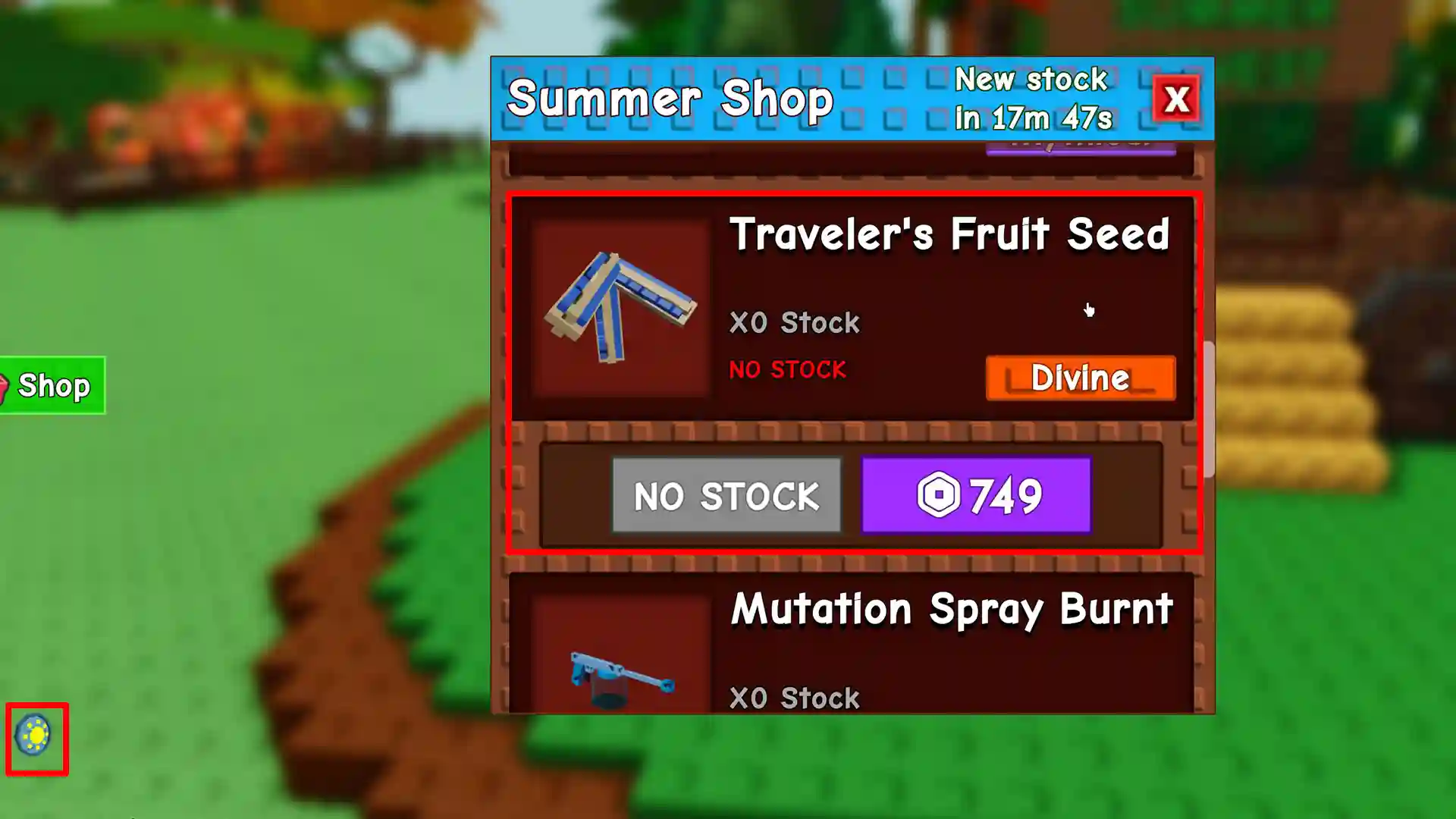 summer shop and coins grow garden