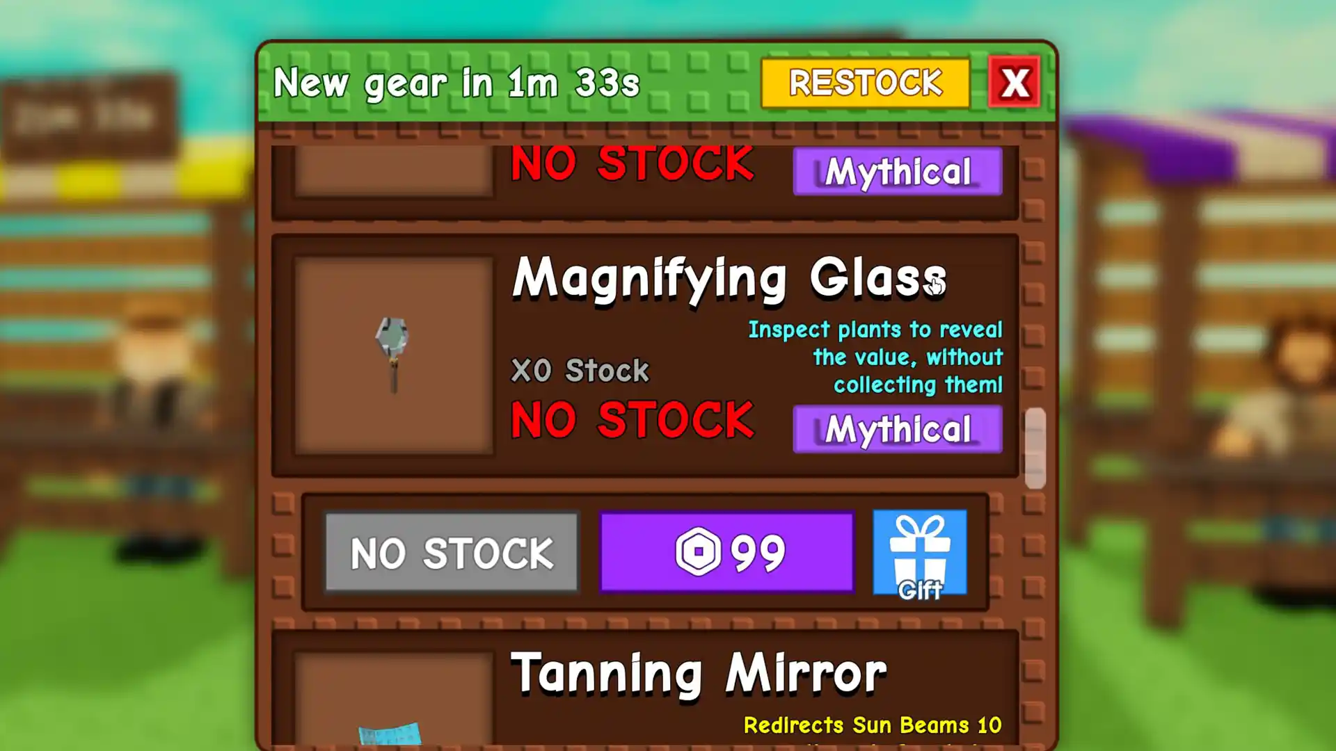 magnifying glass in gear shop
