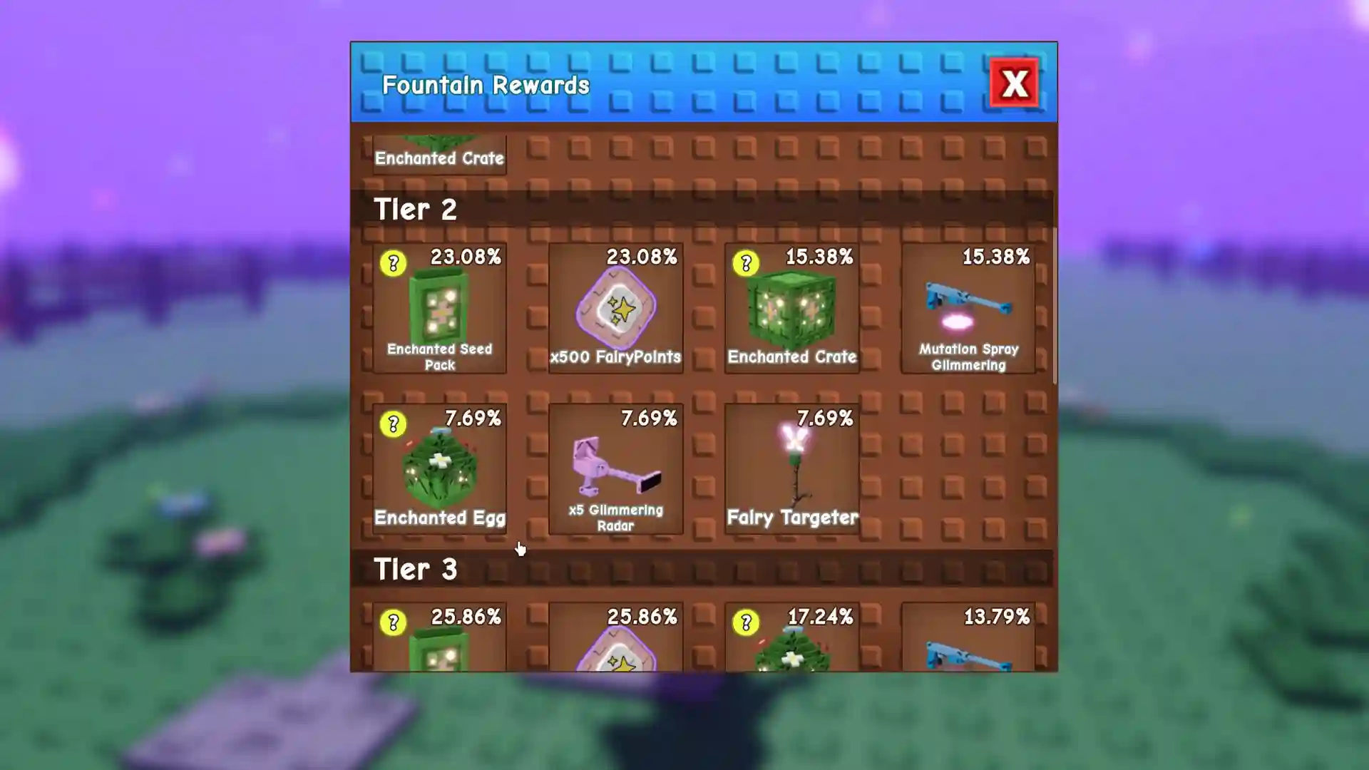 fountain rewards enchanted seed pack