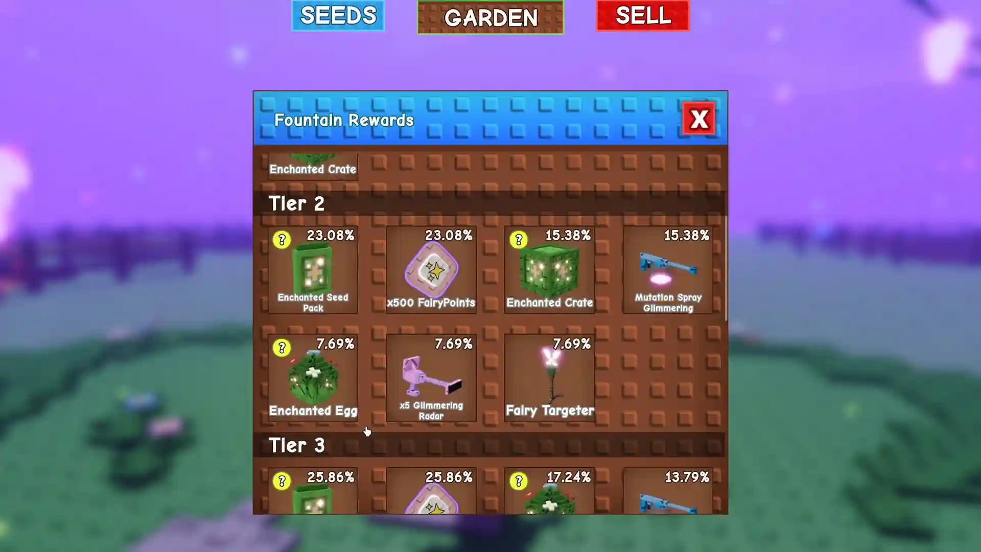 fountain rewards grow garden
