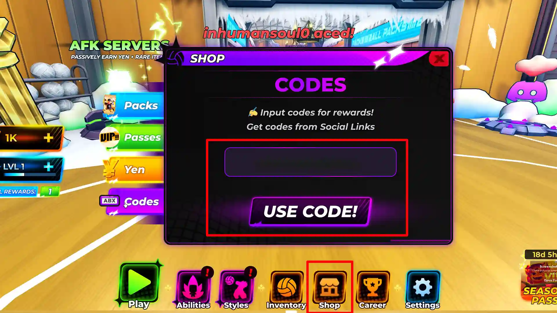 how to redeem volleyball legends codes