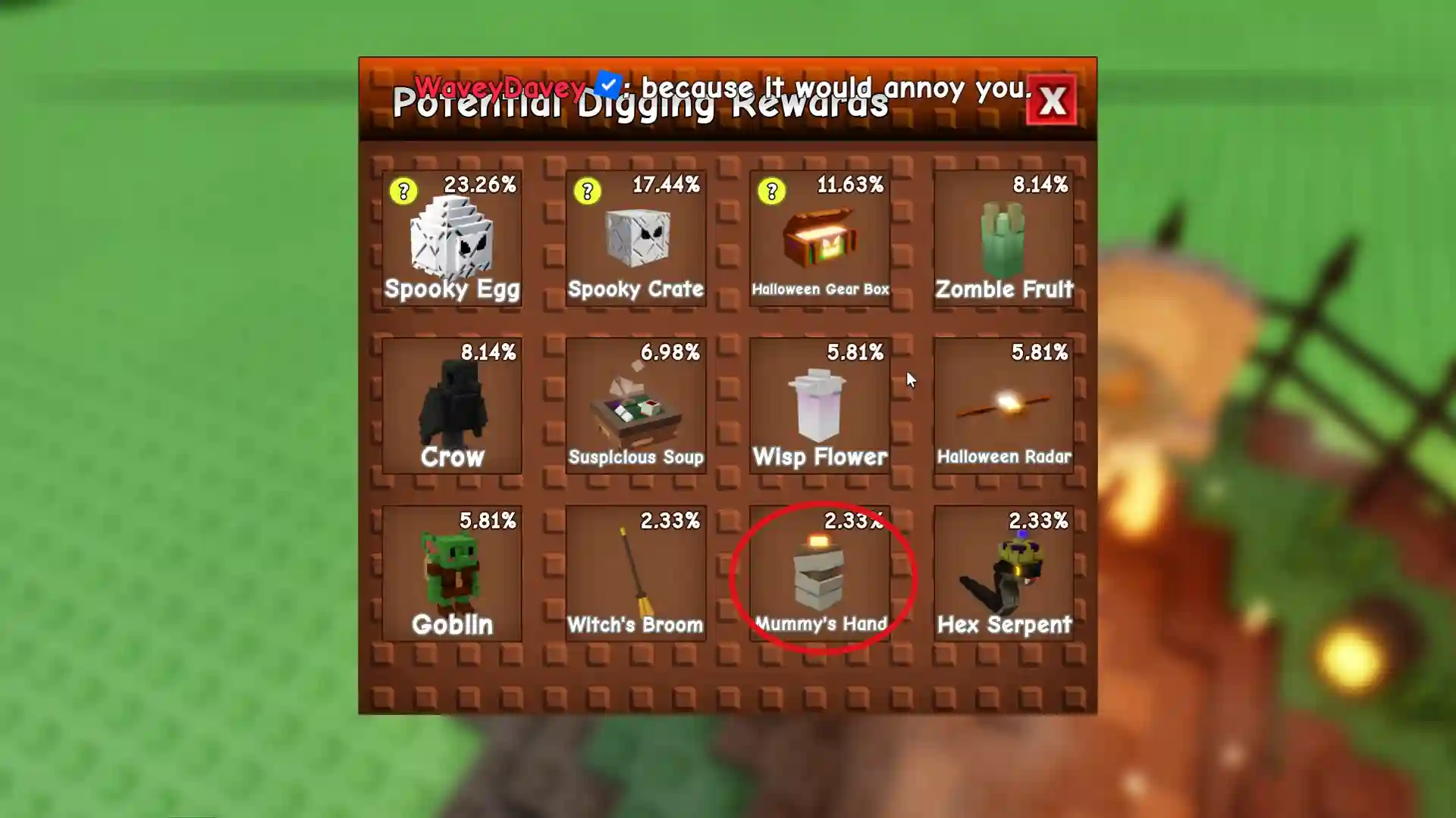 digging event rewards