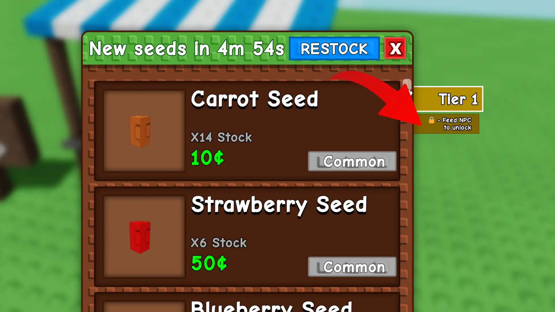 feed npc to unlock grow a garden