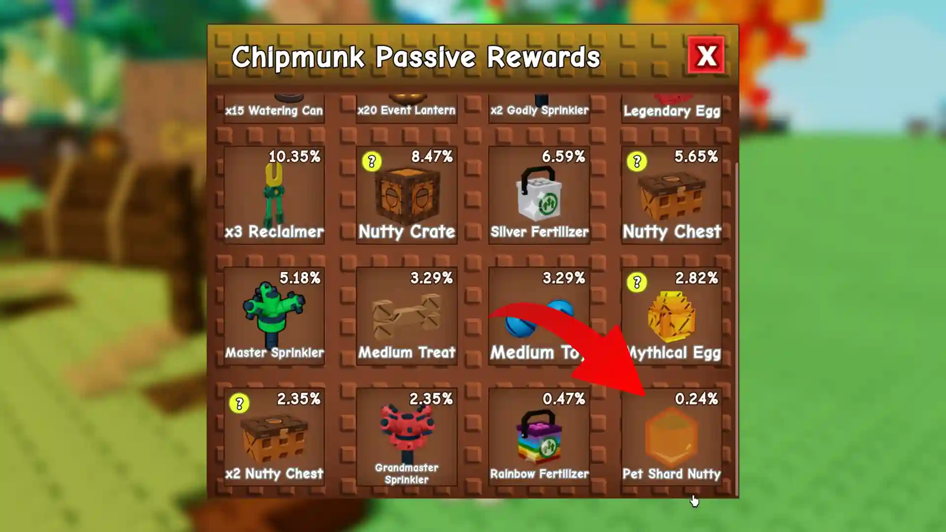 pet shard nutty drop chance chipmunk event