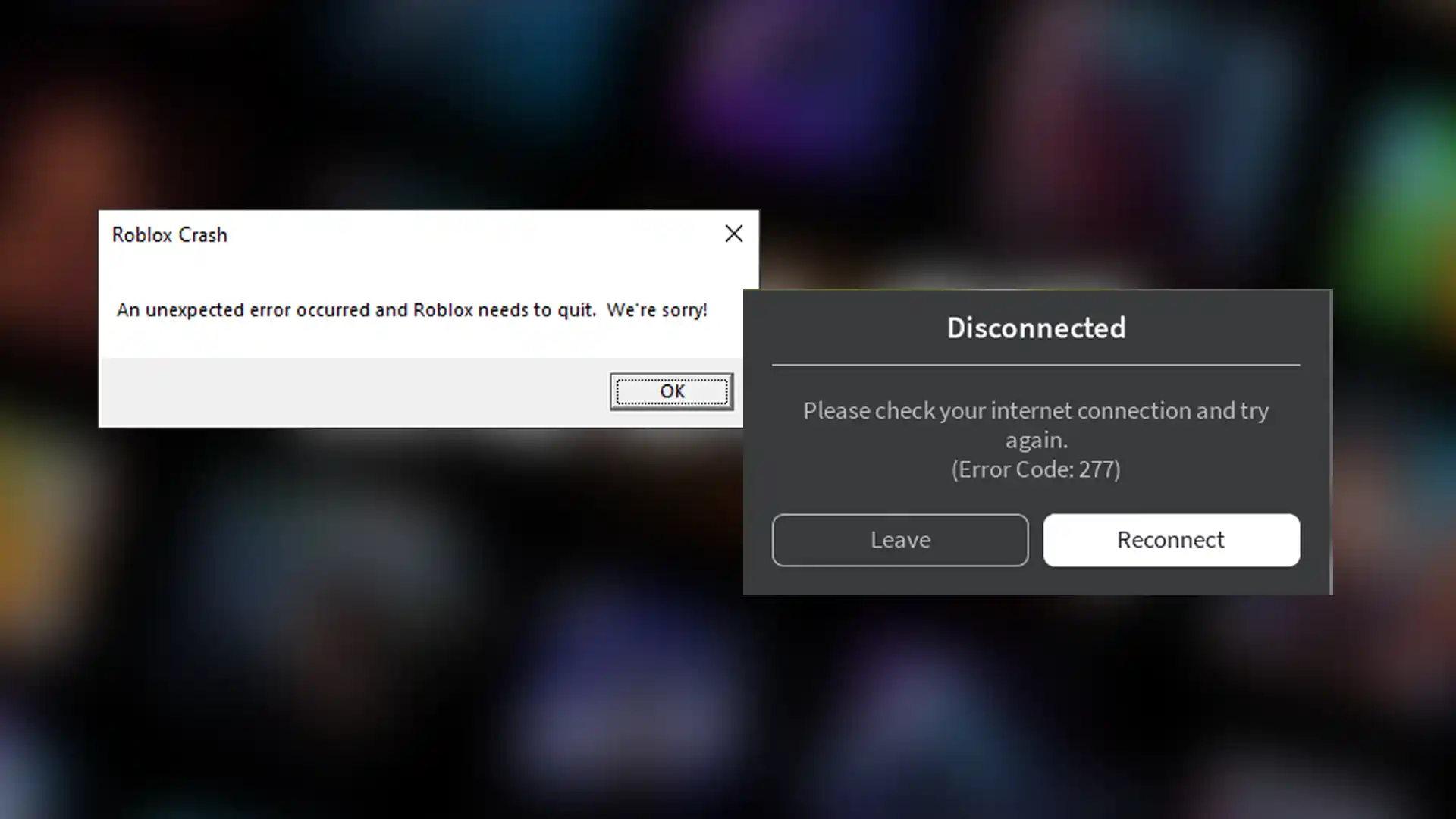 roblox crash and disconnect errors