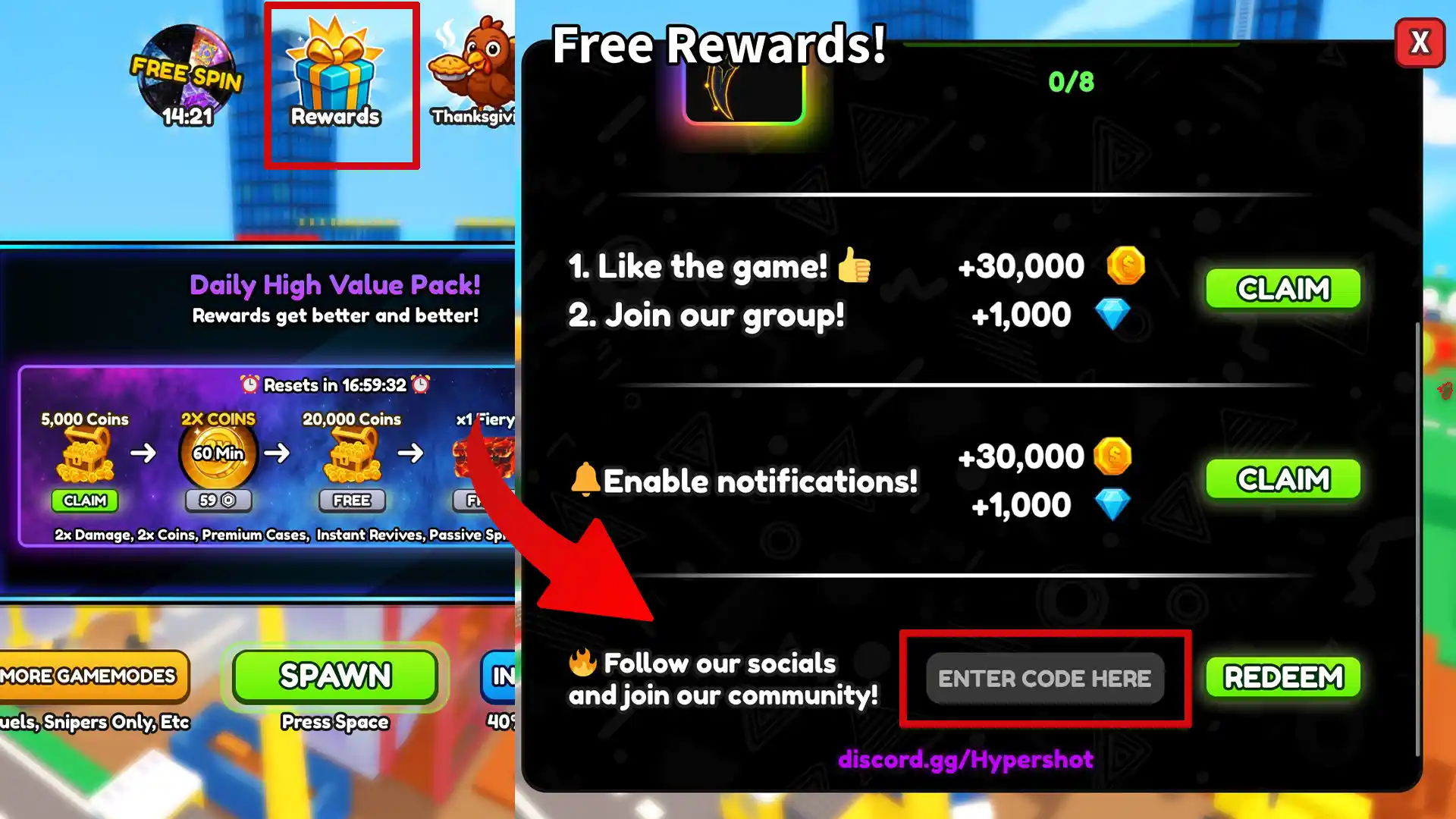 how to redeem hypershot codes