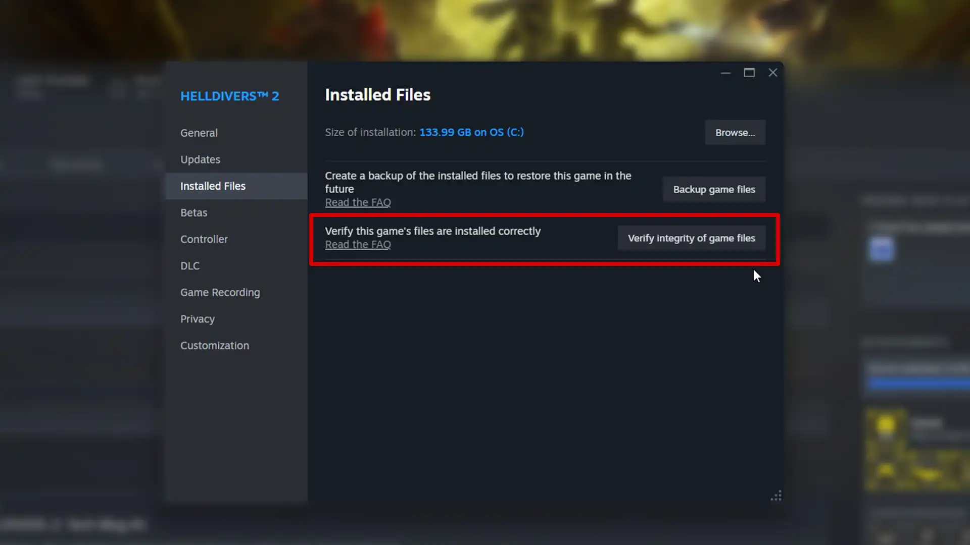 verify game files to fix helldivers update patching