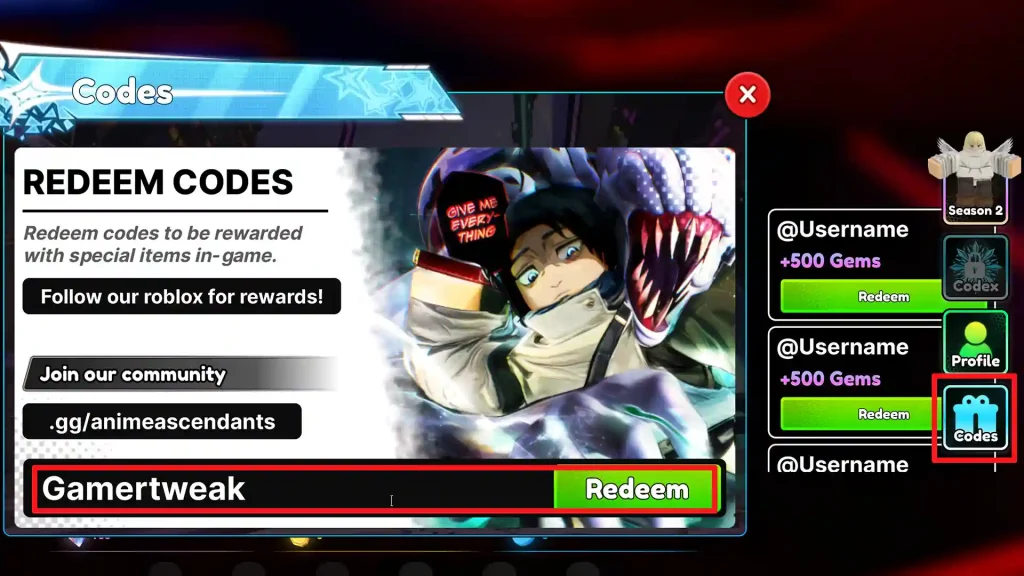 anime ascendants codes redeem