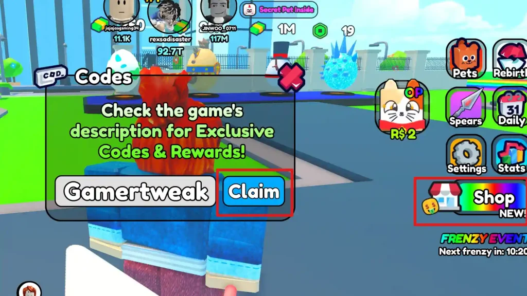 how to redeem spear training codes