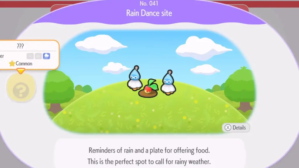 rain dance site pokopia