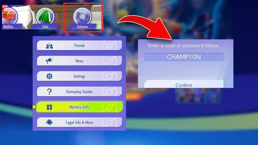 how to redeem pokemon Champions Mystery Gift Codes