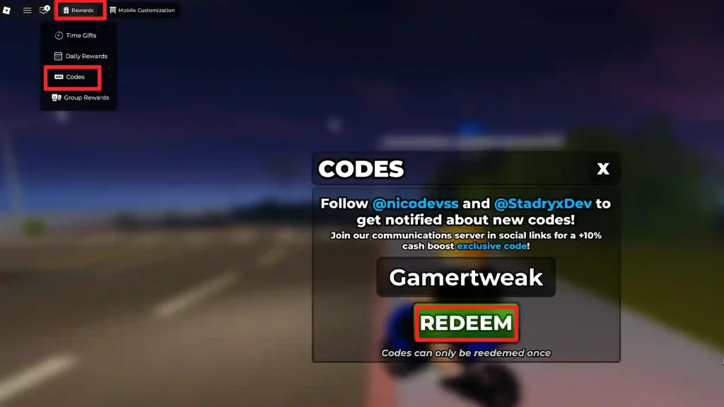 Wheelie District Codes Redeem steps