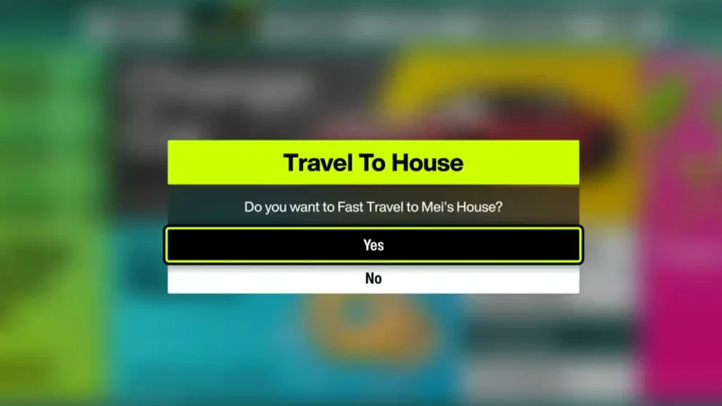 fast travel to mei house fh6