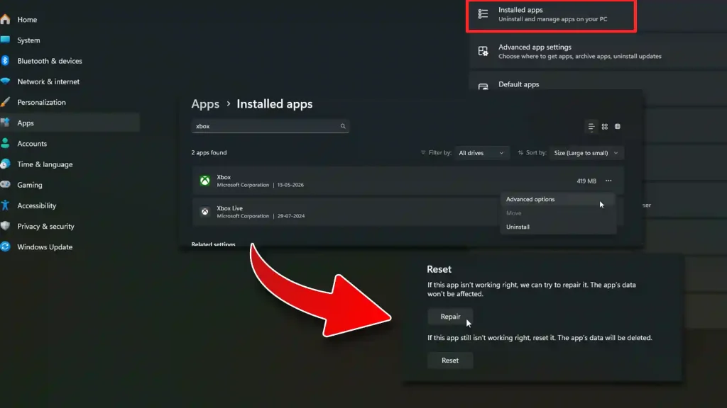 repair xbox app for fh6
