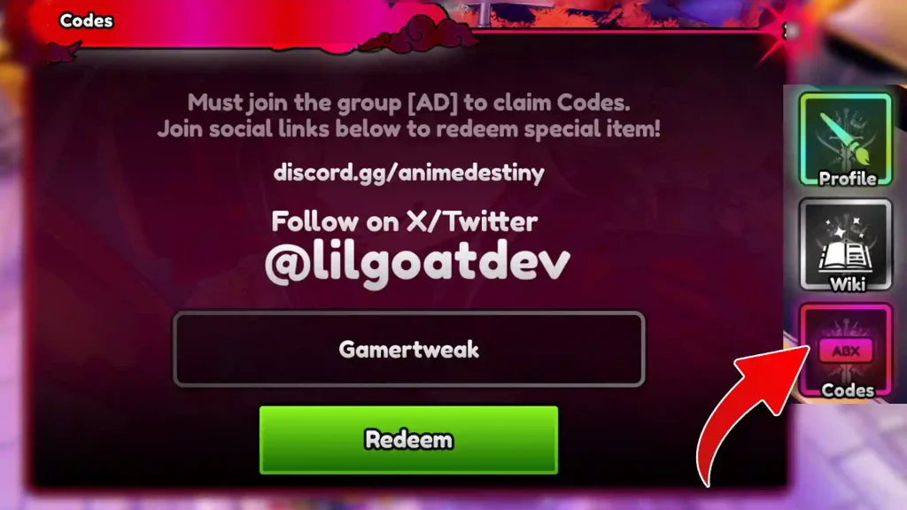 Anime Destiny Codes Redeem