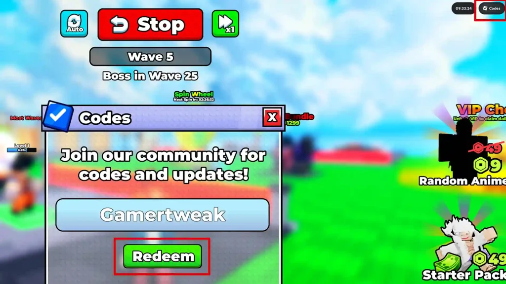 Defend Your Base With Anime Codes Redeem steps