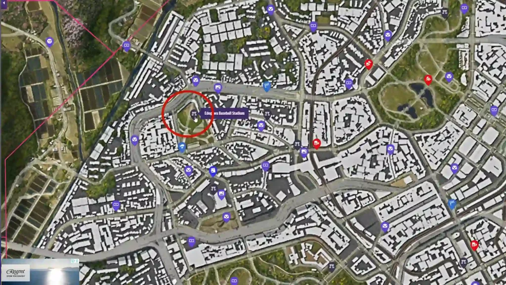 Edogawa Baseball Stadium Location in FH6