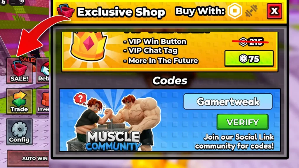 1 Muscle to Arm Wrestle Codes redeem steps
